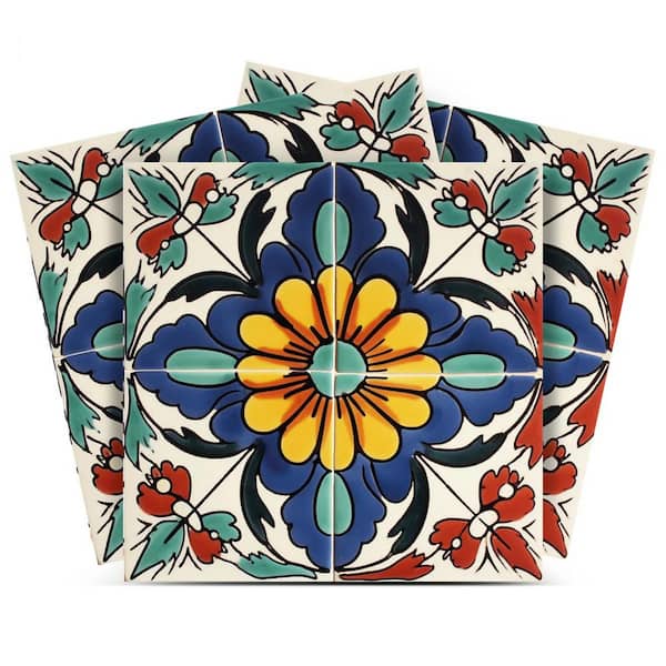 MI ALMA Green, Blue, Red and Yellow C71 4 in. x 4 in. Vinyl Peel and Stick Tile (24-Tiles, 2.67 sq. ft. /1-Pack)
