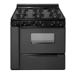 36 in. 3.91 cu. ft. Gas Range with Sealed Burners in Black
