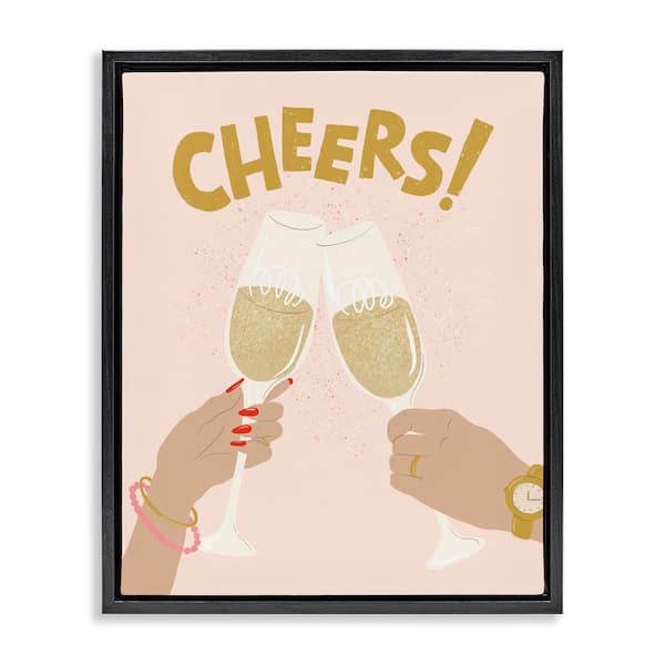 Stupell Industries Celebration Cheers Drinks by Kristina Hultkrantz Black Floater Frame Food Graphic Art Print 21 in. x 17 in.