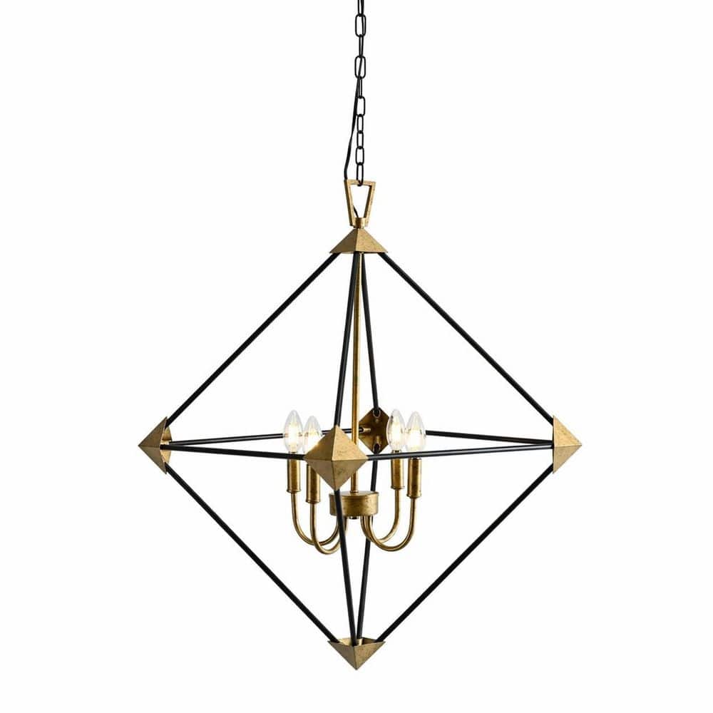 4-Light Black Geometric Cage Chandelier, Industrial Pendant Lighting for Dining Room Kitchen Entryway Foyer price history on PriceWatchPro