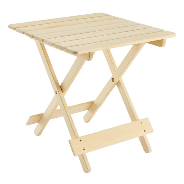 HOTEBIKE Natural Wood Color Folding Outdoor Wood Table-Ready-to-Use, X-Shaped Frame, Weather Resistant, Space Efficient Design