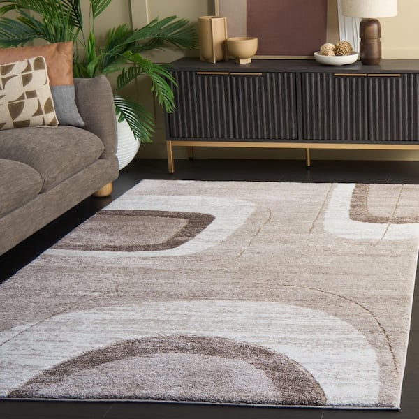 Northport 9 ft. x 12 ft. Taupe/Ivory Geometric Abstract Area Rug