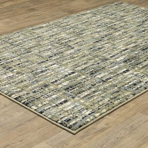 Sienna Beige/Green 4 ft. x 6 ft. Industrial Distressed Abstract Striped Polypropylene Indoor Area Rug