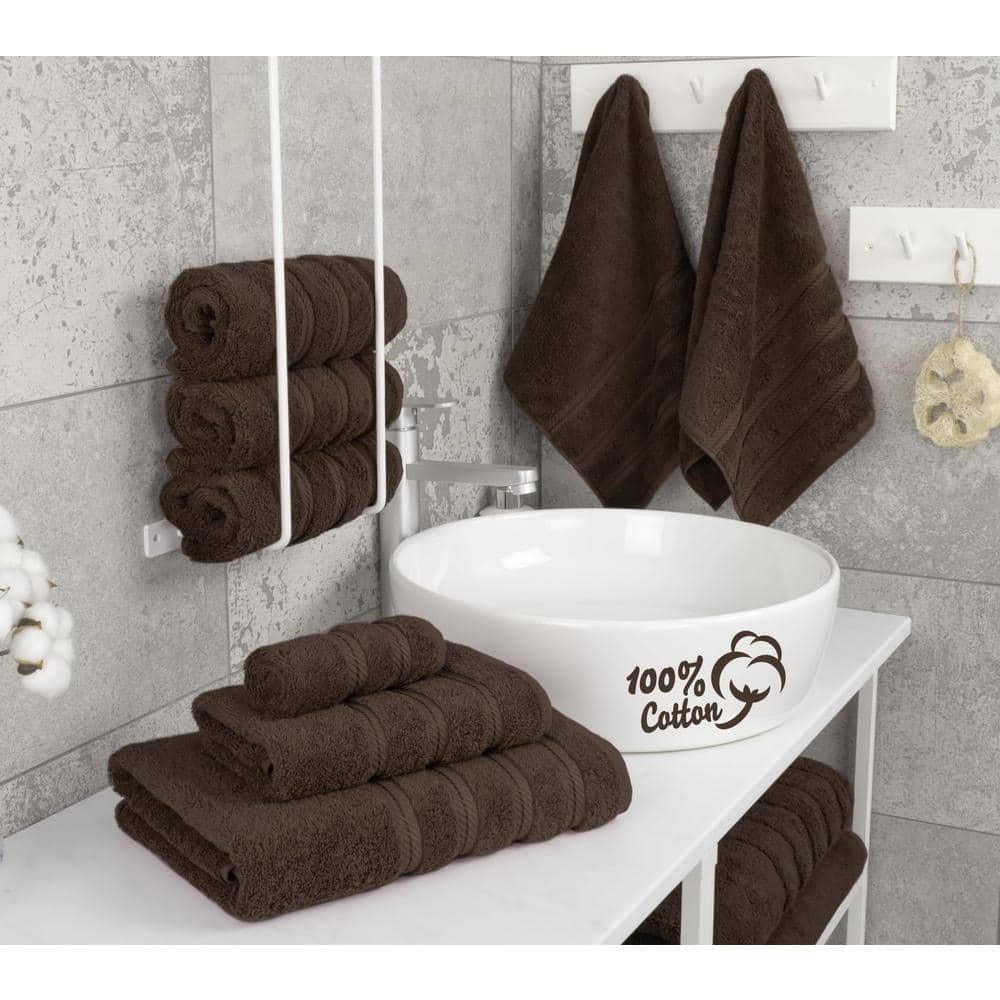 Luxury Brown Turkish Cotton 6-Piece Towel Set