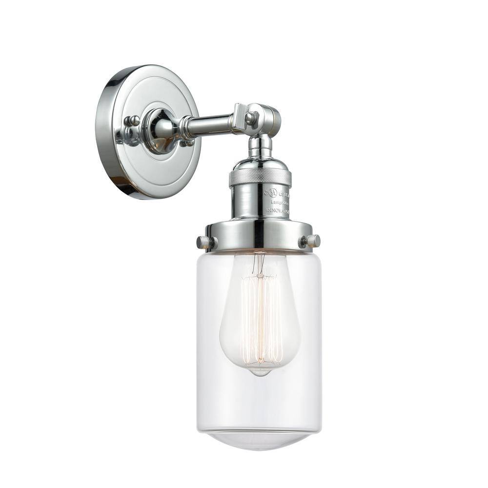 Dover 1-Light Polished Chrome, Clear Wall Sconce with Clear Glass Shade price history on PriceWatchPro