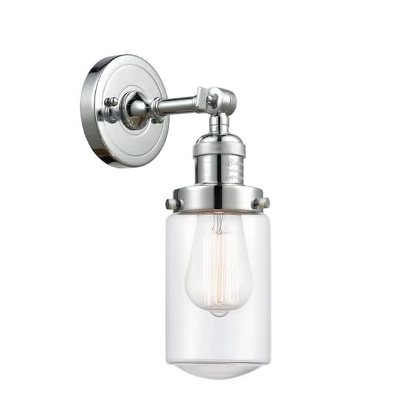 Innovations Dover 1-Light Polished Chrome, Clear Wall Sconce with Clear Glass Shade