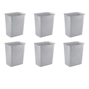 Cement-Colored 3.4-Gal./13-Liter Decorative Weave Wastebasket, 6-Pack