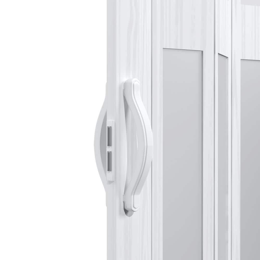 White Frosted Acrylic and Vinyl Accordion Closet Door
