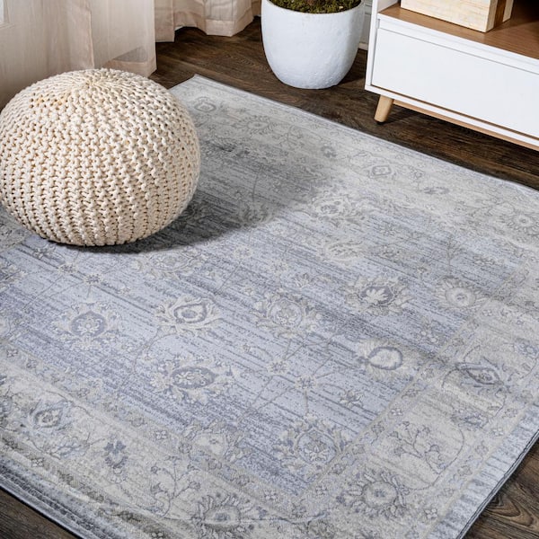 JONATHAN Y Modern Persian Vintage Moroccan Traditional Light Gray 5' Square Area Rug