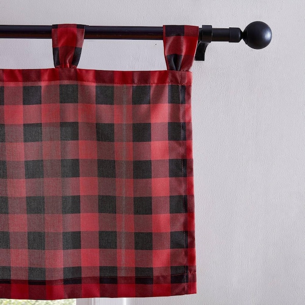 Eddie Bauer Window Valance - Edgewood Plaid Tab Top Treatment 50x20 Inch