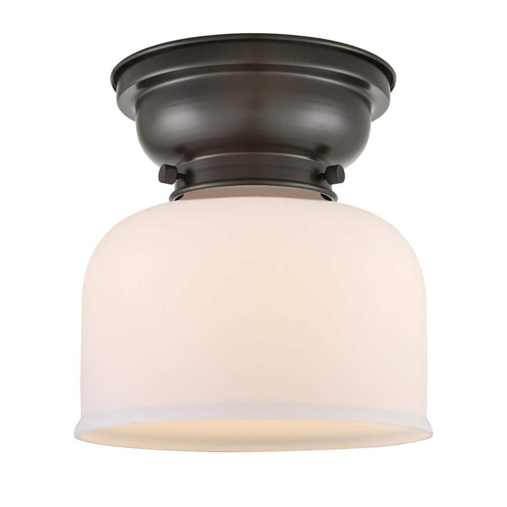 Bell 8 in. 1-Light Oil Rubbed Bronze, Matte White Flush Mount with Matte White Glass Shade price history on PriceWatchPro