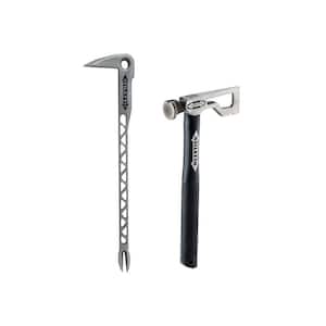 8 oz. 12 in. Titanium Clawbar Nail Puller with Dimpler and 9 oz. Drywall Axe Fiberglass Hammer with 13 in. Handle