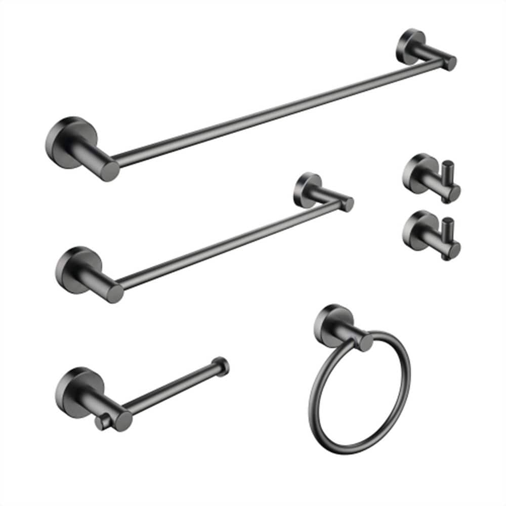 6 Piece Bathroom Towel Rack Set in Black