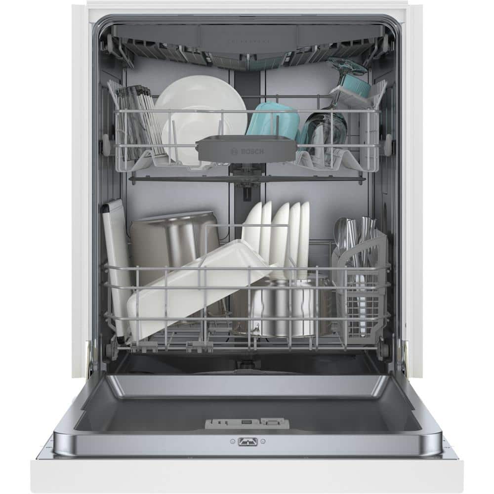 24" White Built-In Dishwasher with Stainless Steel Tub