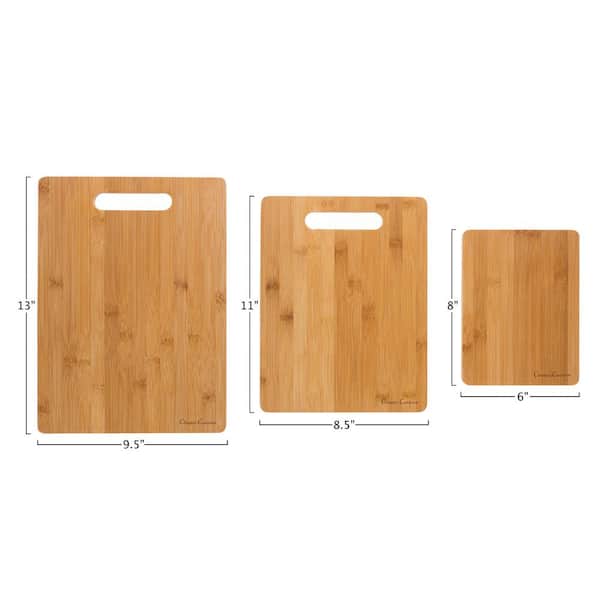 3 Different Sizes Of Bamboo Chopping Boards With Inner Handles