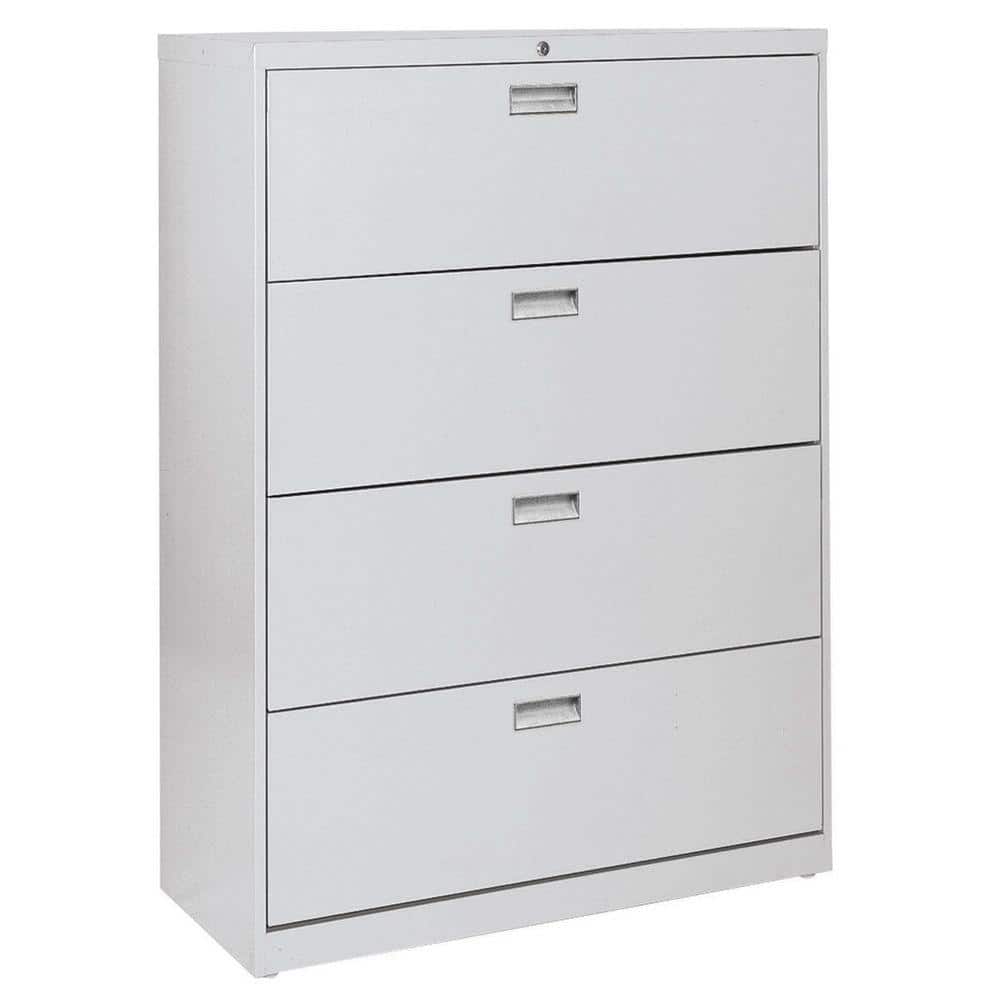 Sandusky 600 Series 42 In W 4 Drawer Lateral File Cabinet In Dove Gray Lf6a424 05 The Home Depot