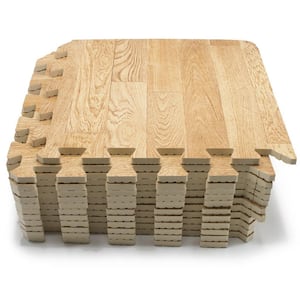 Pine Wood Grain Floor Mats Foam Interlocking Mats 12 in. x 12 in. (16 Tiles)