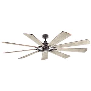 Gentry 85 in. Indoor Weathered Zinc Downrod Mount Ceiling Fan with Integrated LED with Wall Control Included