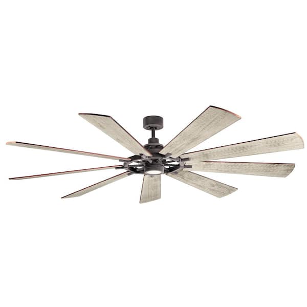 KICHLER Gentry 85 in. Indoor Weathered Zinc Downrod Mount Ceiling Fan with Integrated LED with Wall Control Included