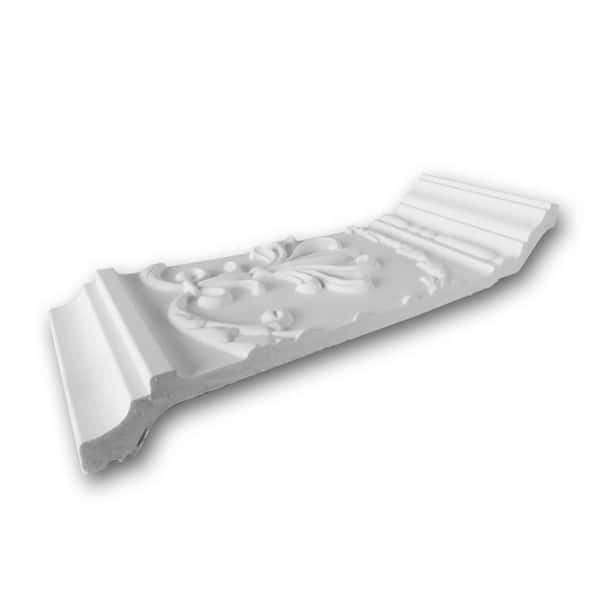 ORAC DECOR 2-1/2 in. D x 9-3/4 in. W x 4 in. Acanthus, Bead and Reel Primed White Polyurethane Crown Moulding Sample