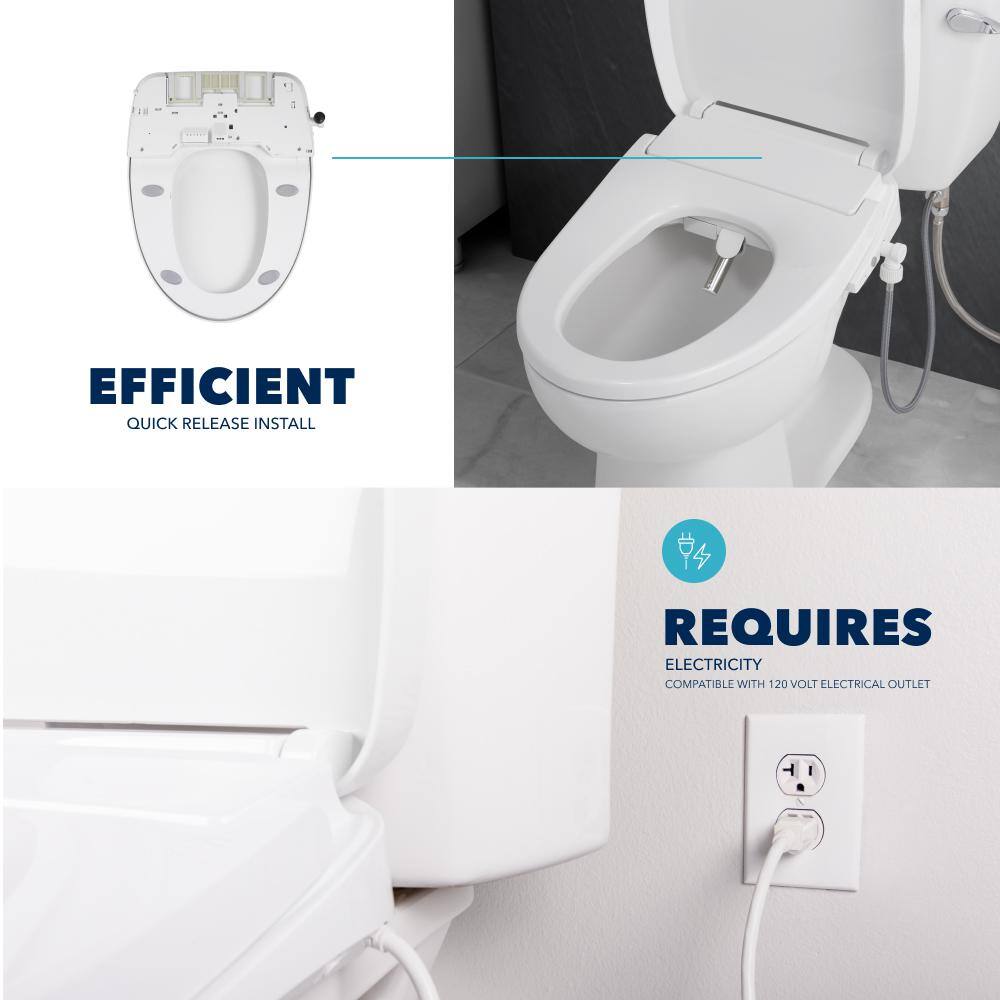 Hydrotech White Elongated Heated Electric Bidet Seat with Remote