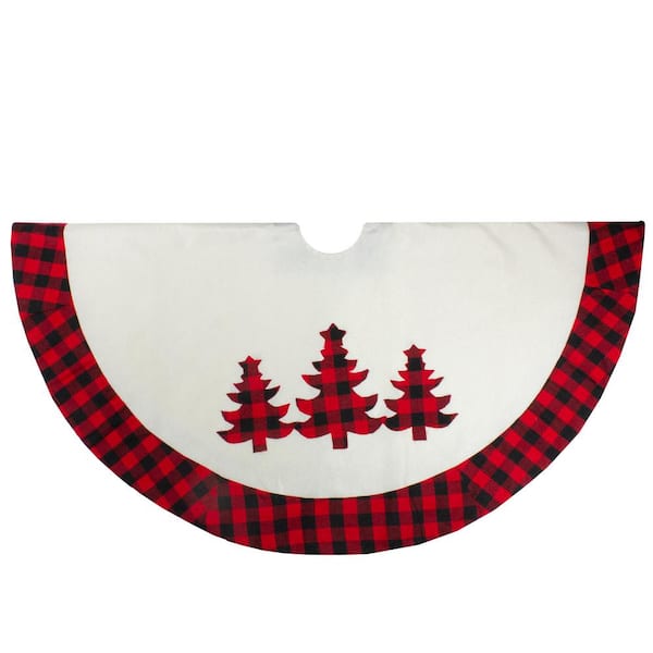 Northlight 48 In White Red And Black Buffalo Plaid Tree Christmas Tree Skirt 34315192 The Home Depot