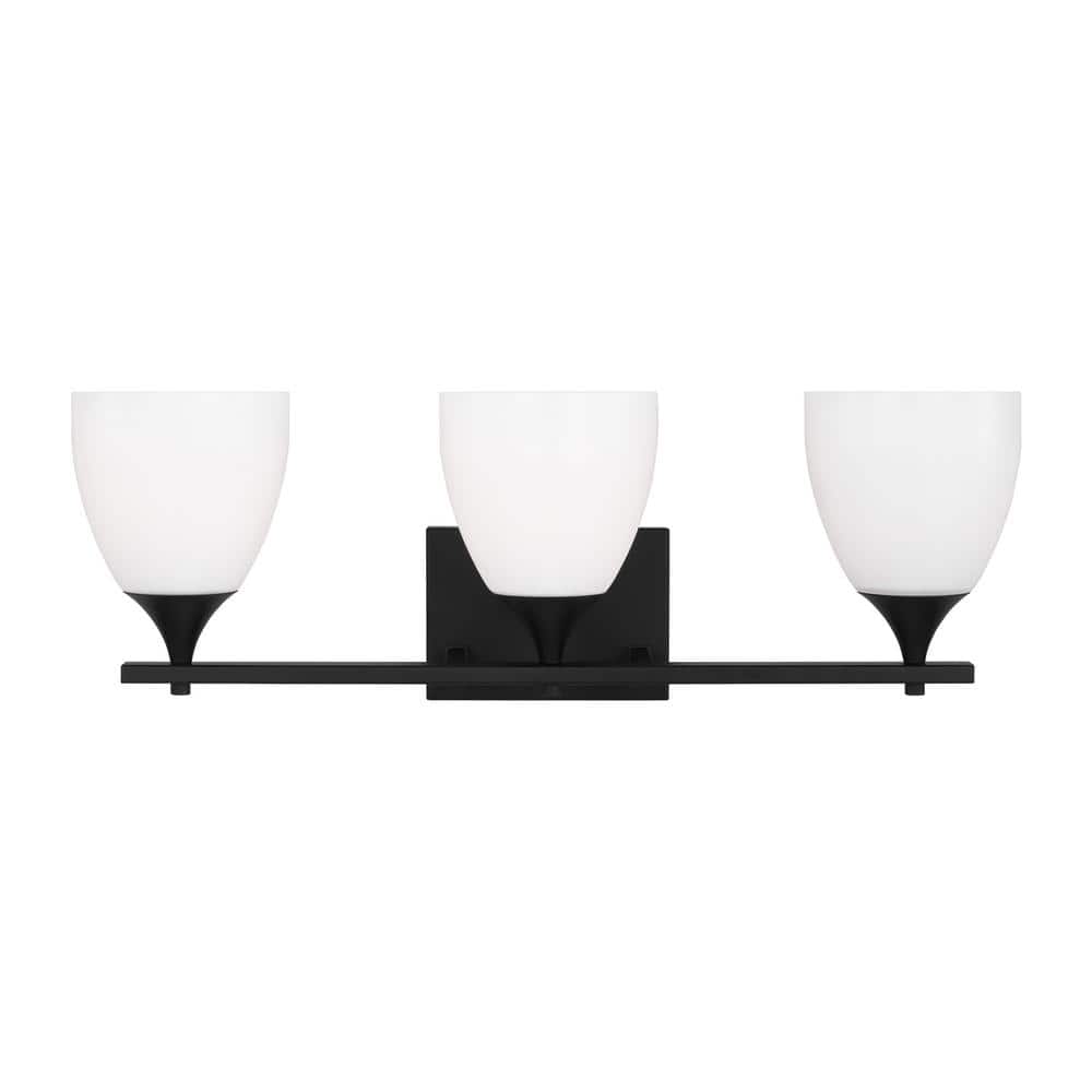 Toffino 26 in. W x 8.875 in. H 3-Light Midnight Black Bathroom Vanity Light with Milk Glass Shades price history on PriceWatchPro