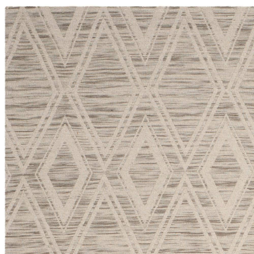 Ivory Geometric Wool Square Handwoven Area Rug 54"