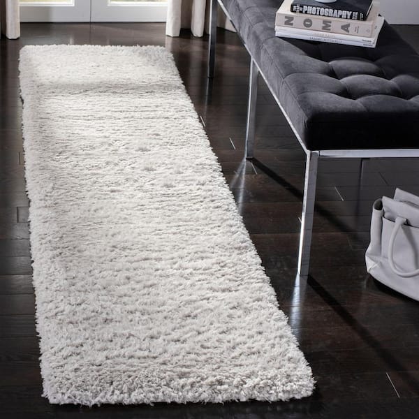 Madrid Shag 2 ft. x 12 ft. Silver Solid Color Runner Rug