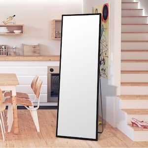 24 in. W x 65 in. H Rectangle composite Frame Black Mirror, Hanging Standing or Leaning, Floor Wall-Mounted Mirror