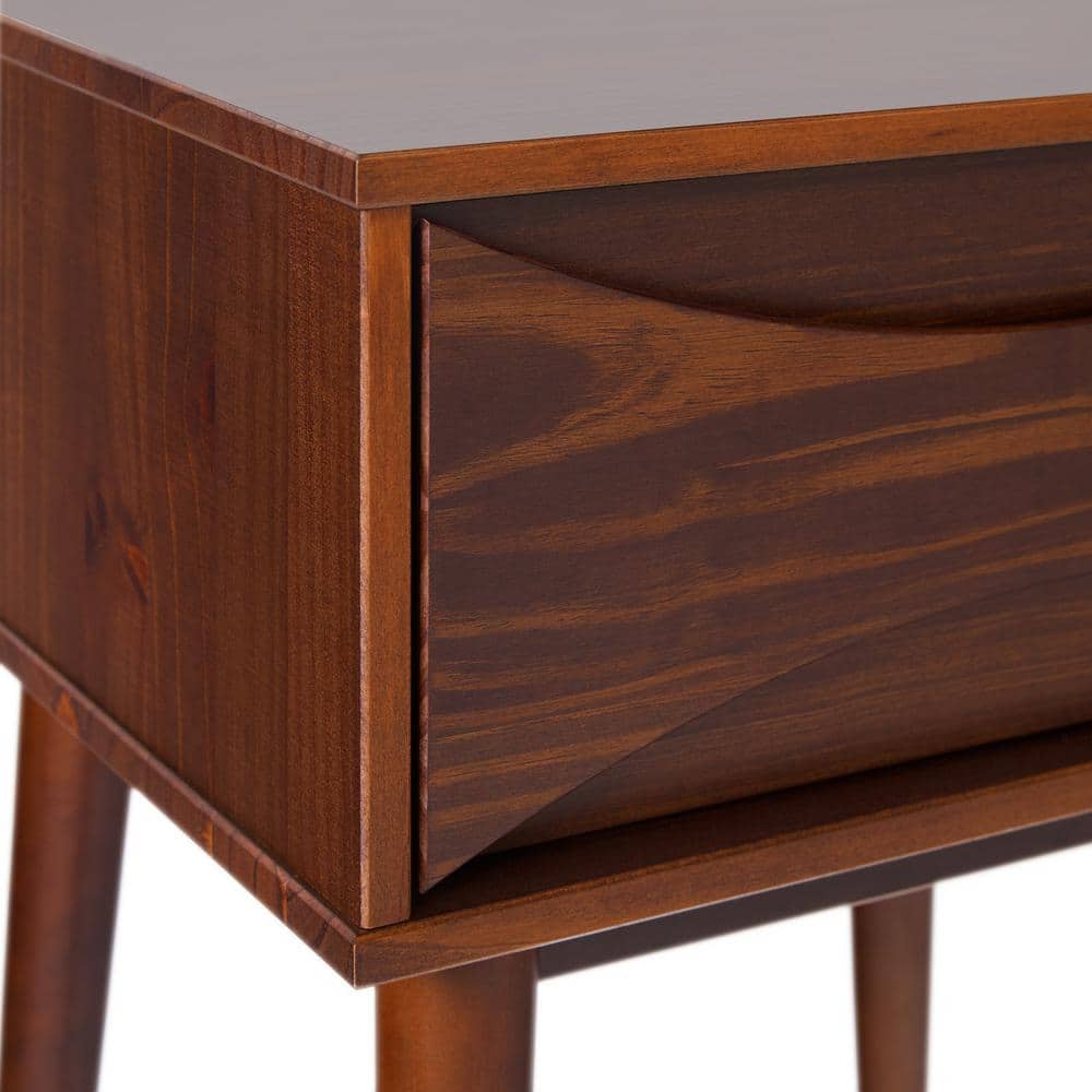 Walnut Solid Wood Mid-Century Modern 1-Drawer Nightstand