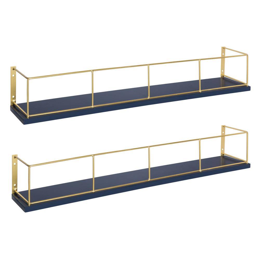 Kate and Laurel Benbrook 24 in. x 4 in. x 4 in. Navy Blue Decorative Wall Shelf 213733 - The ...