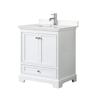 30 in. W x 22 in. D Single Vanity in White with Cultured Marble Vanity Top in Light-Vein Carrara with White Basin