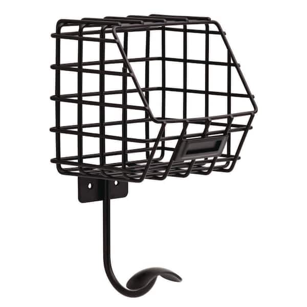 Liberty 6-1/3 in. Matte Black Industrial Basket with Single Hook