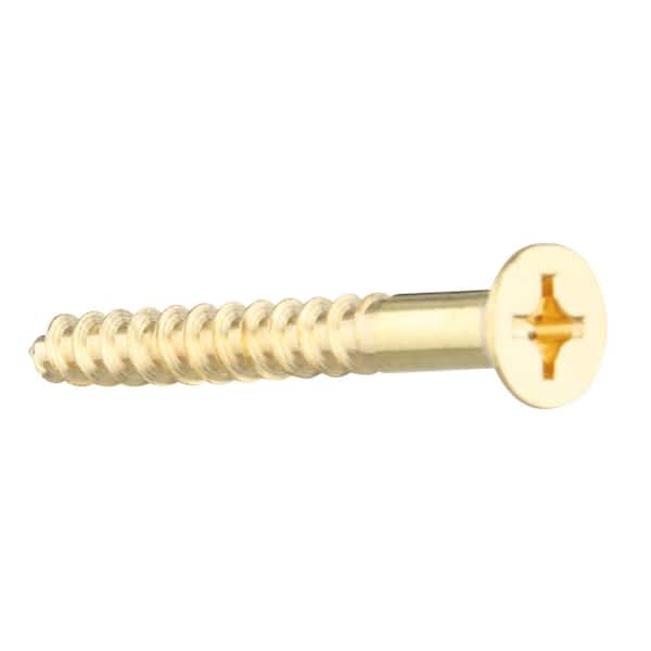 #6 x 2 in. Brass Phillips Flat Head Wood Screw (2-Pack)