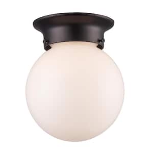 Dash 6 in. 1-Light Oil Rubbed Bronze Flush Mount Ceiling Light Fixture with Opal Glass