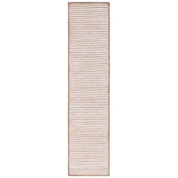 Natura 2 ft. x 9 ft. Natural/Ivory Border Striped Runner Rug