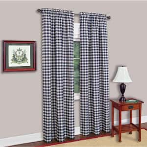 Buffalo Check 42 in. W x 63 in. L Polyester/Cotton Light Filtering Window Panel in Navy