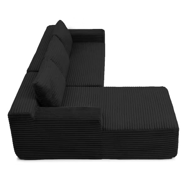 UOI 97 in Wide Modular Sectional Corduroy L-Shape Sofa with Deep