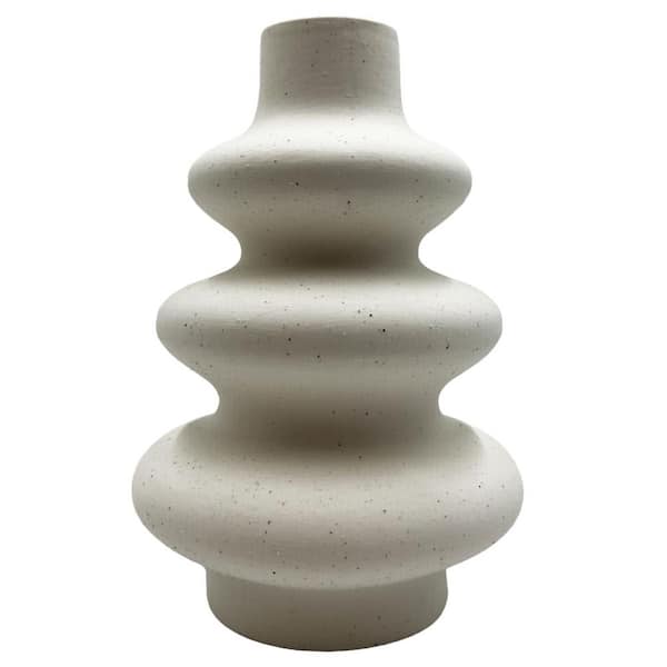 castellousa Beige 8 in. Tall Beige Stackable Ceramic Vase