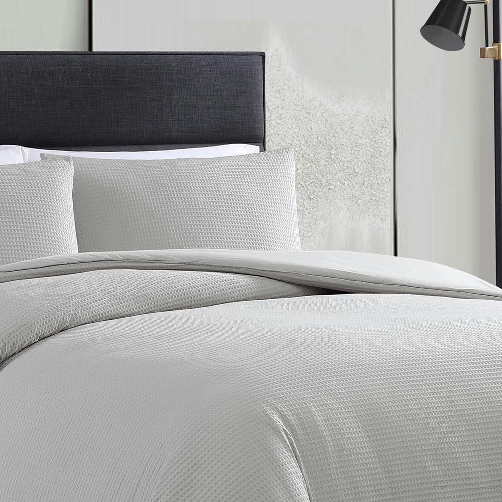Moonlight Grey Cotton Queen Comforter Set with Reversible Shams