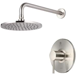 Motegi 1-Handle Wall Mount Shower Faucet Trim Kit in Brushed Nickel with 8 in. Rain Showerhead (Valve not Included)