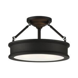 Home Decorators Collection Shirwell 13.5 in. 3-Light Matte Black Round ...