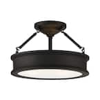 Home Decorators Collection Grafton 15 In. 3-light Coal Semi-flush Mount 