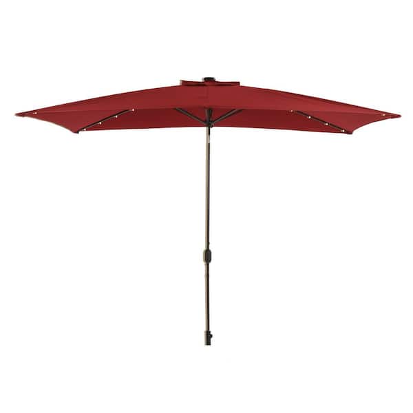 Unbranded Outdoor 10 ft. x 6.5 ft. Market Solar Tilt Patio Umbrella in Red with Crank