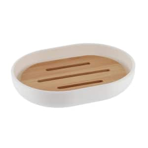 Bath Soap Dish Cup Padang White Bamboo Tray