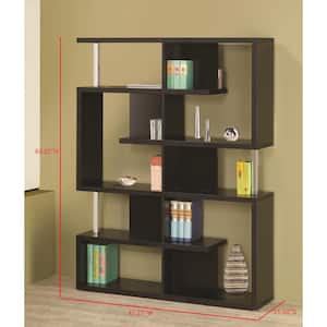 63.25 in. Black Metal 7-shelf Etagere Bookcase with Open Back