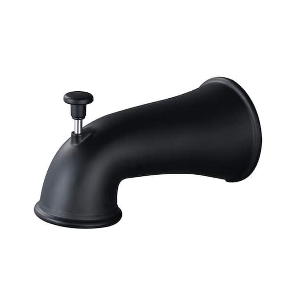 Slip on Metal Bathroom Tub Spout with Diverter for 1/2 in. Copper Tube in Matte Black