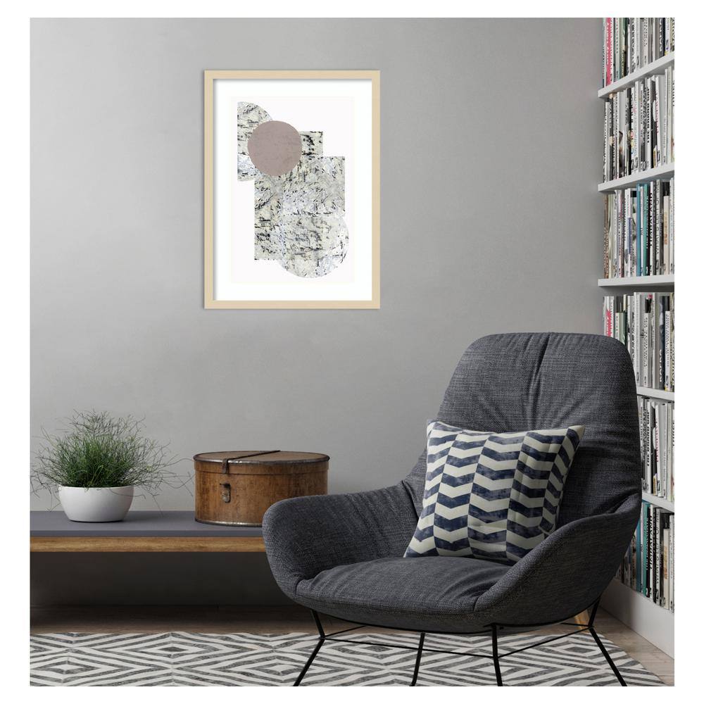 Direction II Abstract Geometric Framed Wall Art in Natural Wood