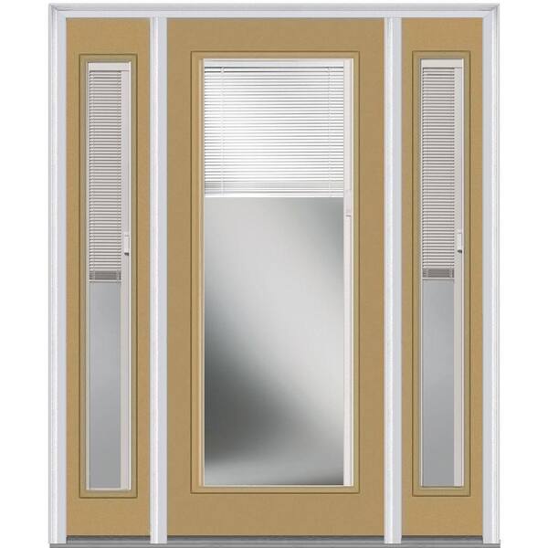 MMI Door 60 in. x 80 in. Internal Blinds Right-Hand Inswing Full Lite Clear Painted Steel Prehung Front Door with Sidelites